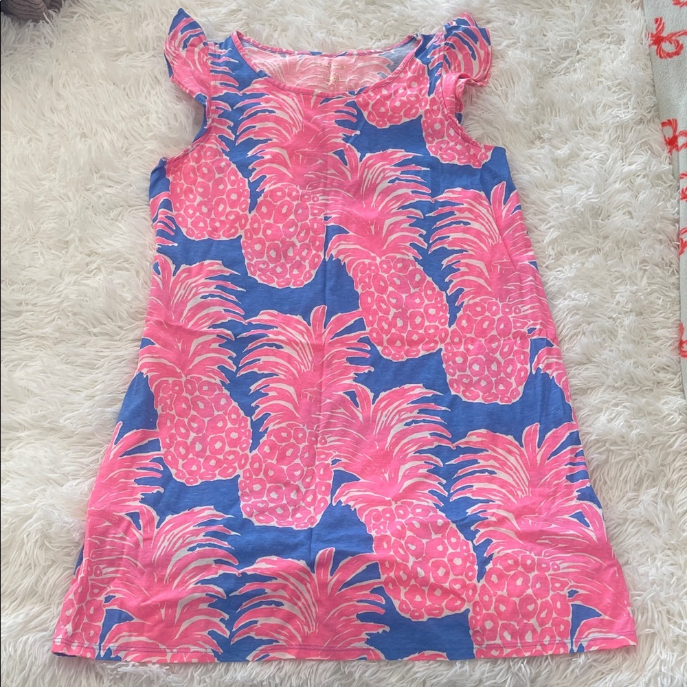 Lilly Pulitzer girls cotton dress with pineapples. Size XL no signs of wear